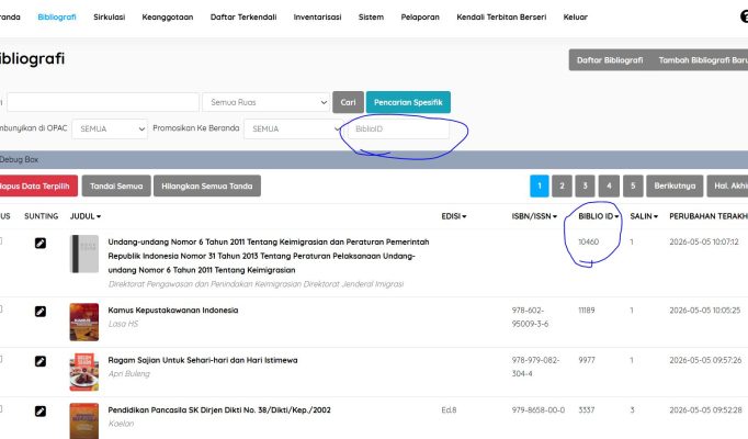 biblio id search field